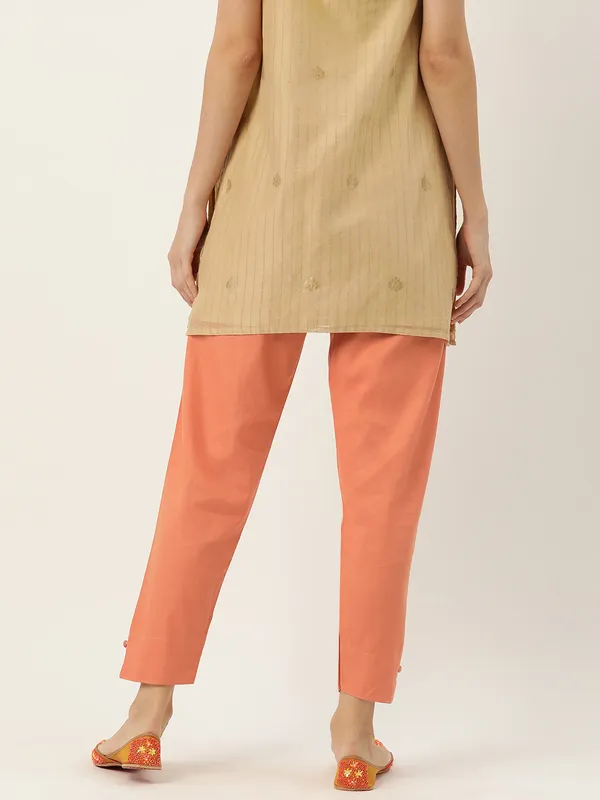 Peach_Rust_Pure_Cotton_Two_Pockets_Mid-RIse_Regular_Fit_Cropped_Pant