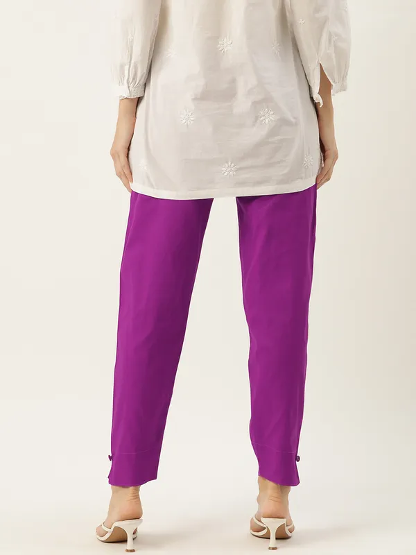 Purple_Pure_Cotton_Two_Pockets_Mid-RIse_Regular_Fit_Cropped_Pant