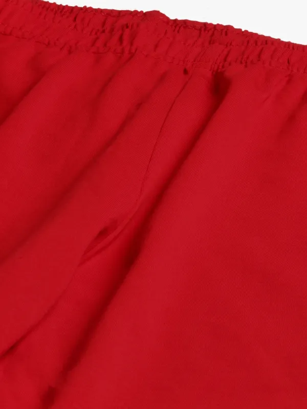 Red_Viscose_Rayon_Elasticated_Waistband_Churidaar_Length_Leggings_For_Women_&_Girls