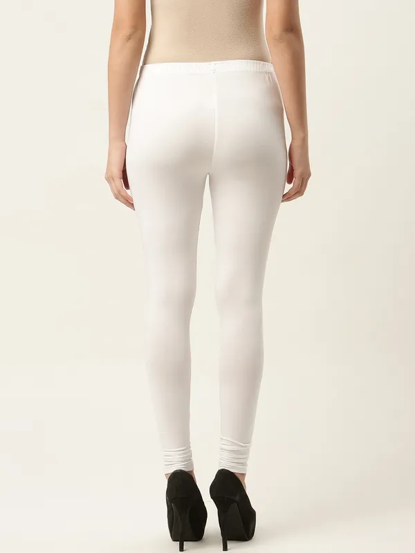 White_Viscose_Rayon_Elasticated_Waistband_Churidaar_Length_Leggings_For_Women_&_Girls