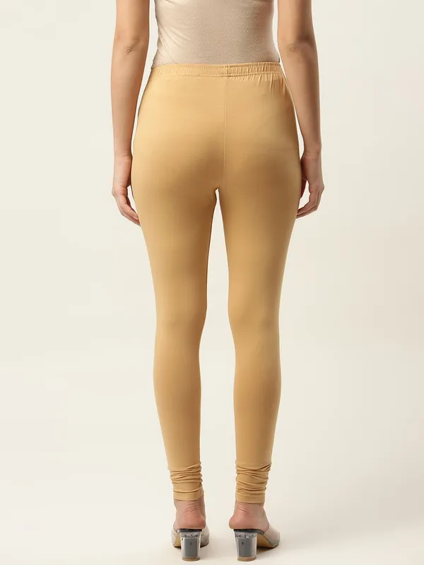 Beige_Viscose_Rayon_Elasticated_Waistband_Churidaar_Length_Leggings_For_Women_&_Girls