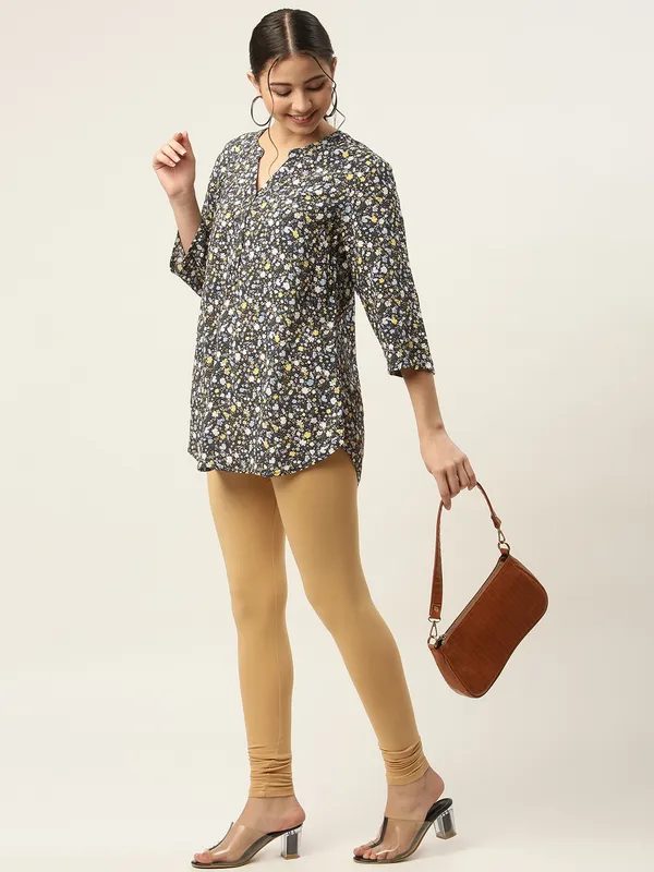 Beige_Viscose_Rayon_Elasticated_Waistband_Churidaar_Length_Leggings_For_Women_&_Girls
