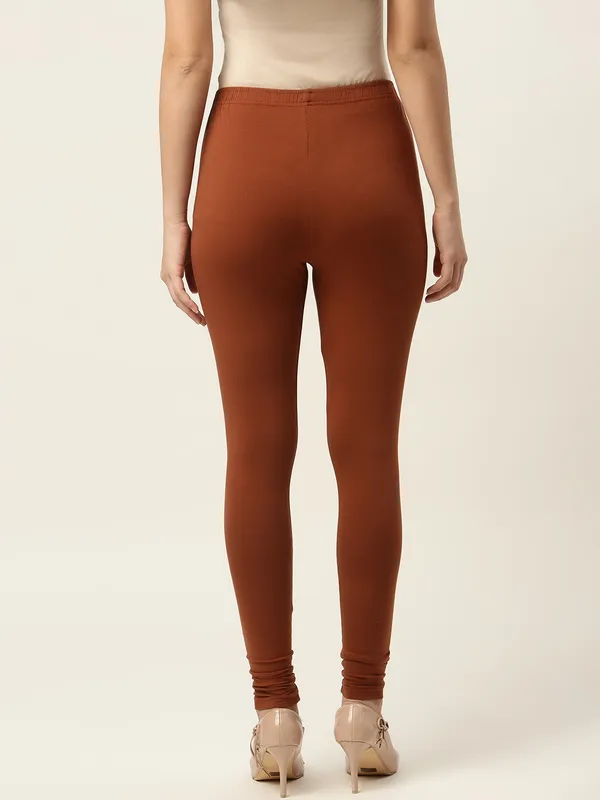 Brown_Viscose_Rayon_Elasticated_Waistband_Churidaar_Length_Leggings_For_Women_&_Girls