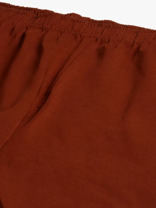 Rust_Viscose_Rayon_Elasticated_Waistband_Churidaar_Length_Leggings_For_Women_&_Girls