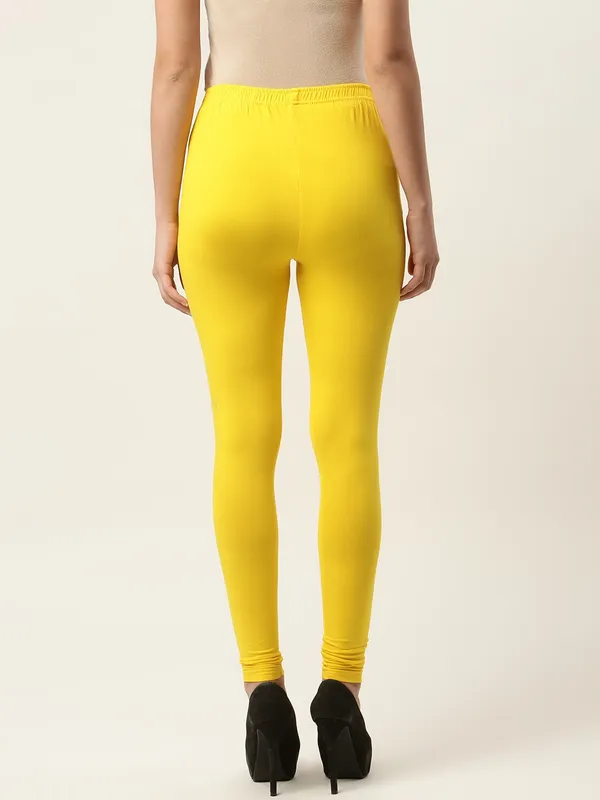 Light_Yellow_Viscose_Rayon_Elasticated_Waistband_Churidaar_Length_Leggings_For_Women_&_Girls