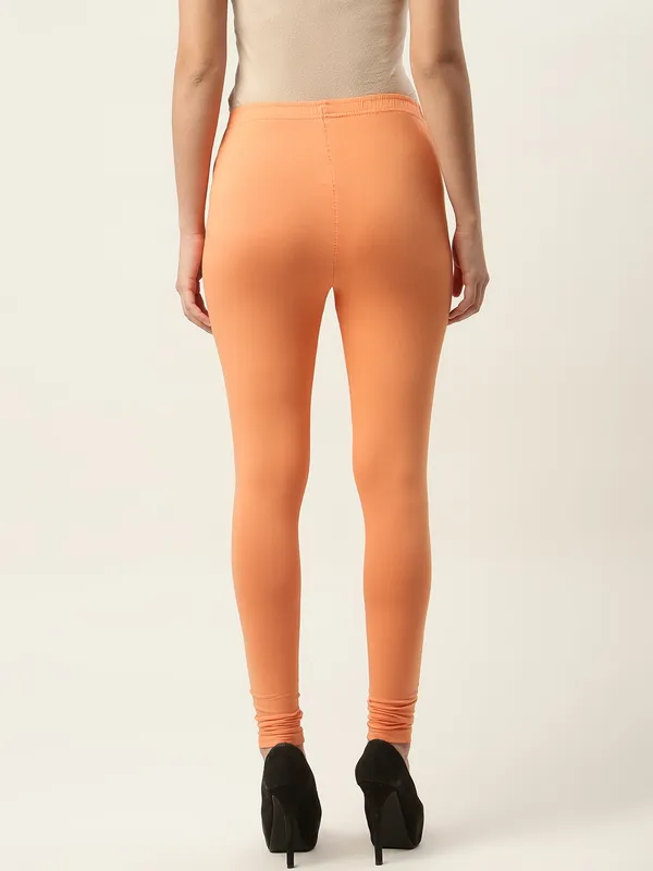 Dusty_Orange_Viscose_Rayon_Elasticated_Waistband_Churidaar_Length_Leggings_For_Women_&_Girls