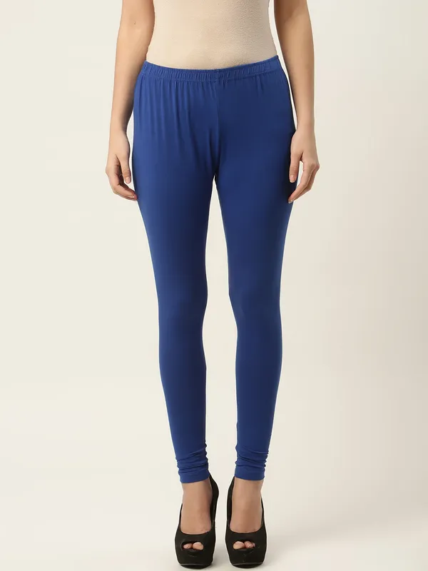 Royal_Blue_Viscose_Rayon_Elasticated_Waistband_Churidaar_Length_Leggings_For_Women_&_Girls