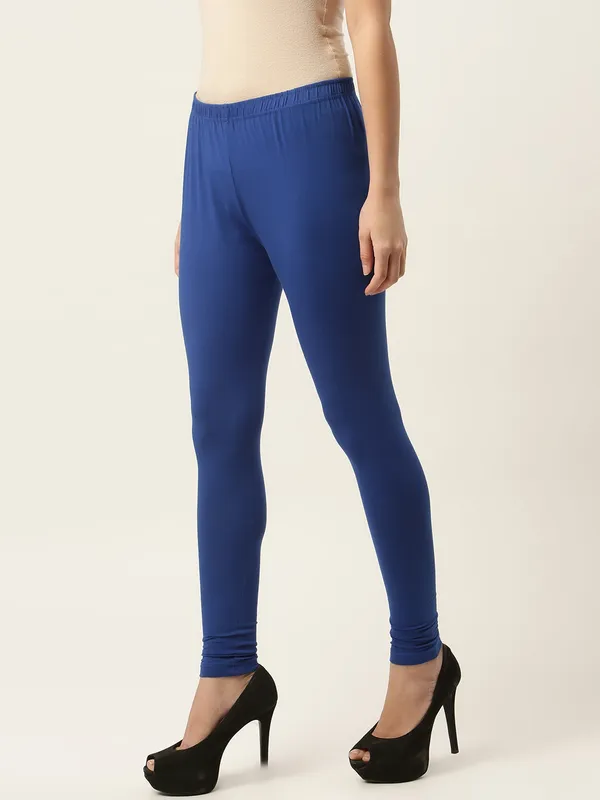 Royal_Blue_Viscose_Rayon_Elasticated_Waistband_Churidaar_Length_Leggings_For_Women_&_Girls