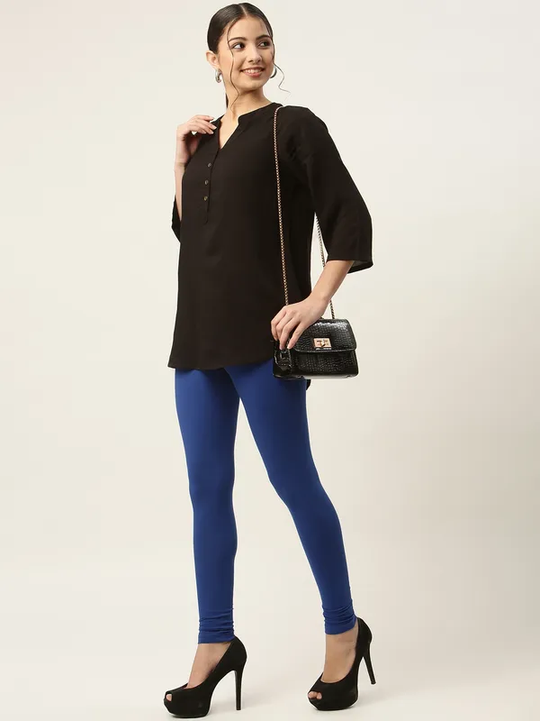 Royal_Blue_Viscose_Rayon_Elasticated_Waistband_Churidaar_Length_Leggings_For_Women_&_Girls