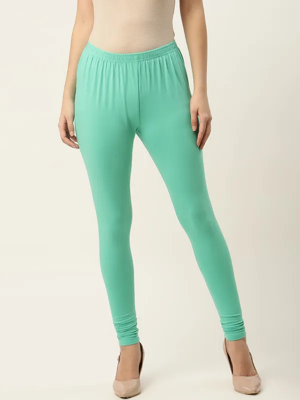 Pista_Green_Viscose_Rayon_Elasticated_Waistband_Churidaar_Length_Leggings_For_Women_&_Girls