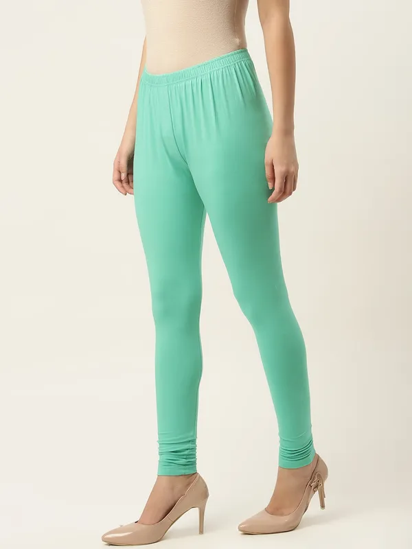 Pista_Green_Viscose_Rayon_Elasticated_Waistband_Churidaar_Length_Leggings_For_Women_&_Girls