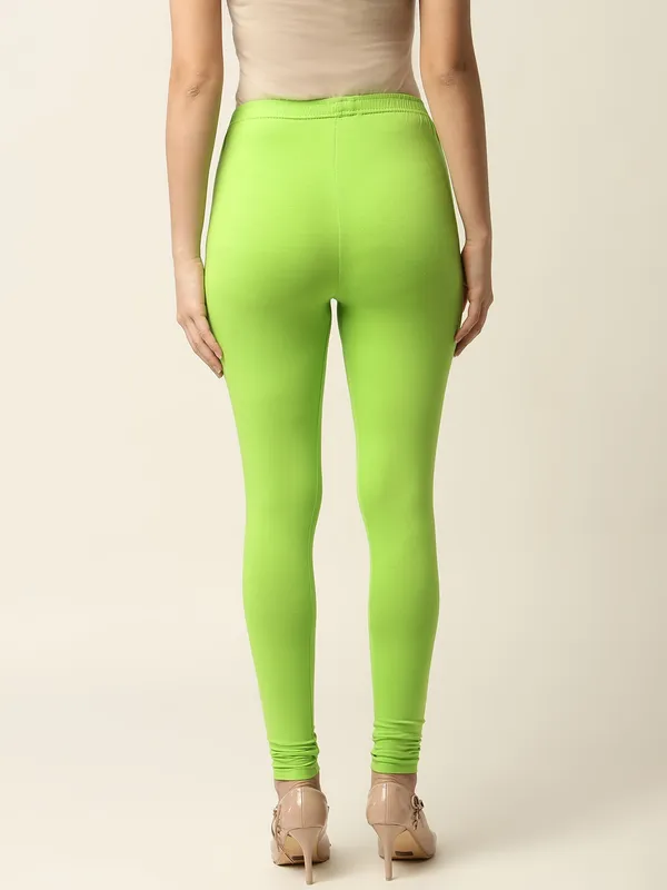 Light_Green_Viscose_Rayon_Elasticated_Waistband_Churidaar_Length_Leggings_For_Women_&_Girls