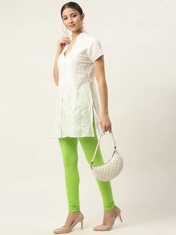 Light_Green_Viscose_Rayon_Elasticated_Waistband_Churidaar_Length_Leggings_For_Women_&_Girls
