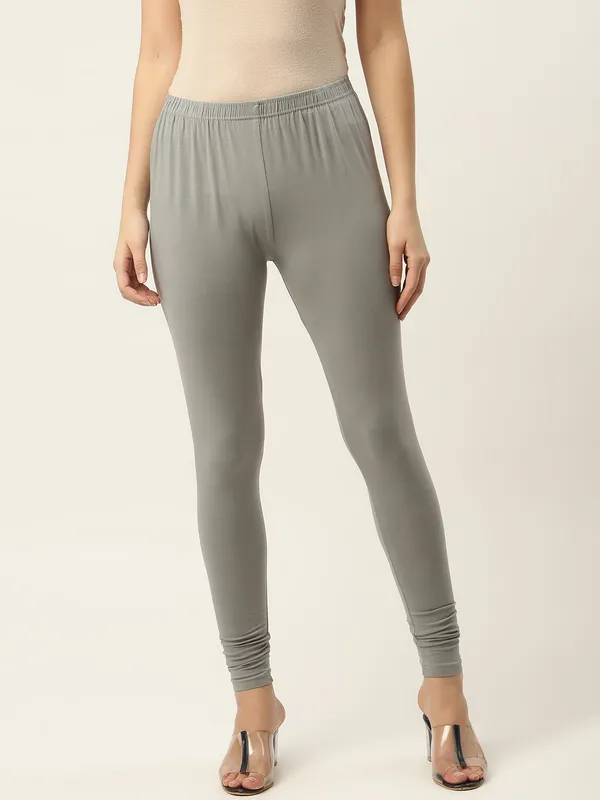Grey_Viscose_Rayon_Elasticated_Waistband_Churidaar_Length_Leggings_For_Women_&_Girls