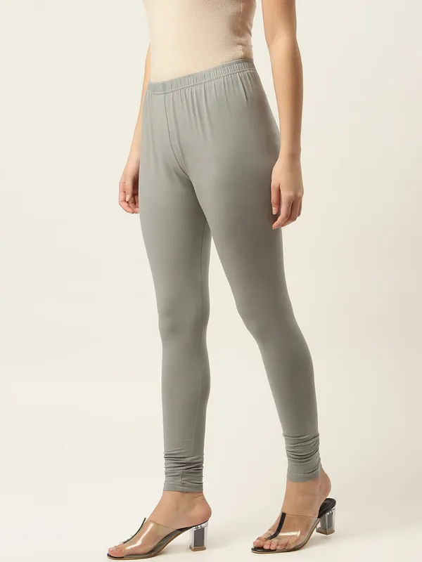 Grey_Viscose_Rayon_Elasticated_Waistband_Churidaar_Length_Leggings_For_Women_&_Girls