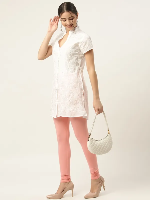 Light_Peach_Viscose_Rayon_Elasticated_Waistband_Churidaar_Length_Leggings_For_Women_&_Girls
