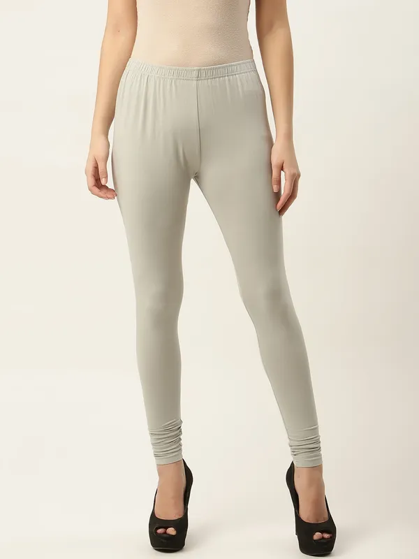 Light_Grey_Viscose_Rayon_Elasticated_Waistband_Churidaar_Length_Leggings_For_Women_&_Girls