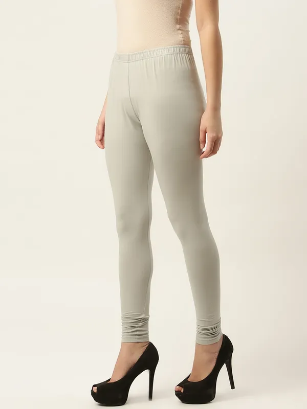 Light_Grey_Viscose_Rayon_Elasticated_Waistband_Churidaar_Length_Leggings_For_Women_&_Girls