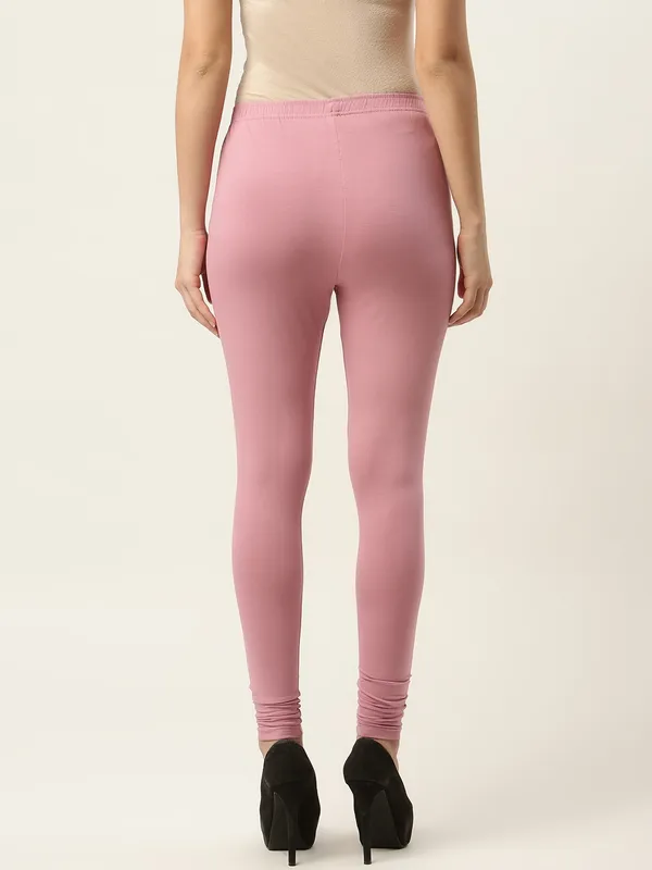 Dusty_Pink_Viscose_Rayon_Elasticated_Waistband_Churidaar_Length_Leggings_For_Women_&_Girls