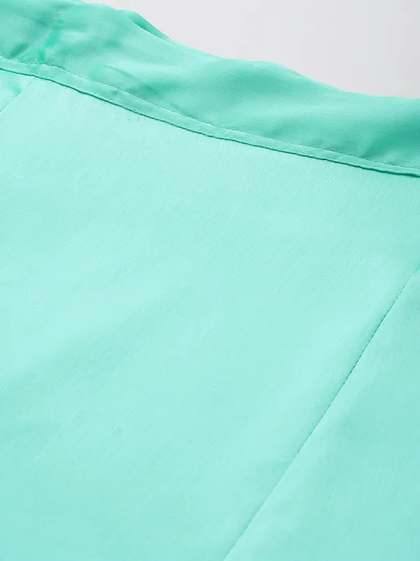Sea_Green_Elastane_Flared_Saree_Petticoat_For_Women