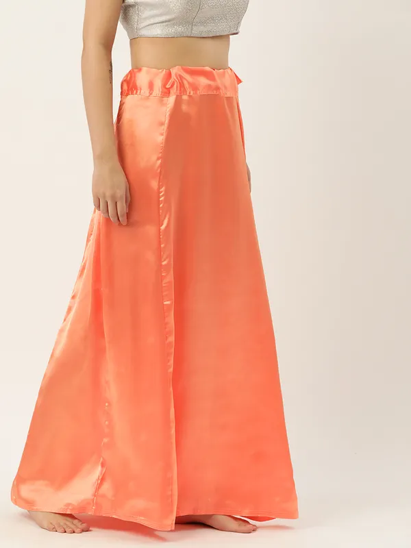 Peach_Elastane_Flared_Saree_Petticoat_For_Women