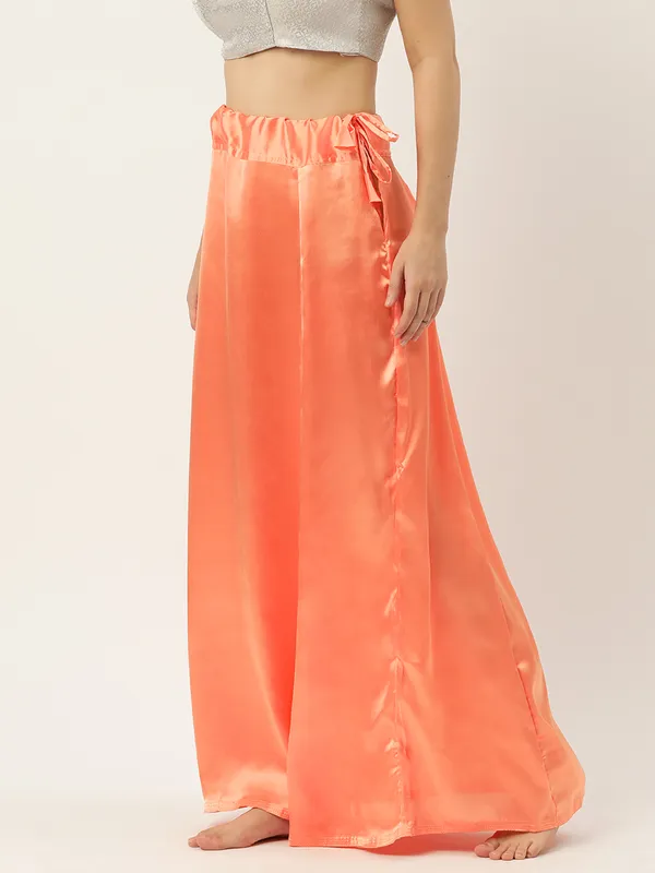 Peach_Elastane_Flared_Saree_Petticoat_For_Women