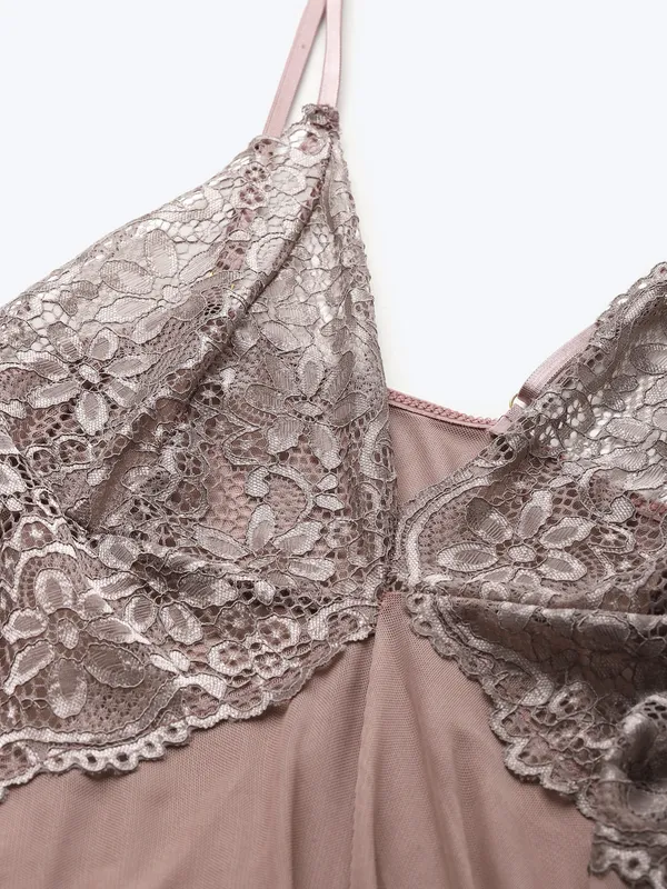 Beige_Babydoll_Lingerie/Nighty_With_Thong_Panty