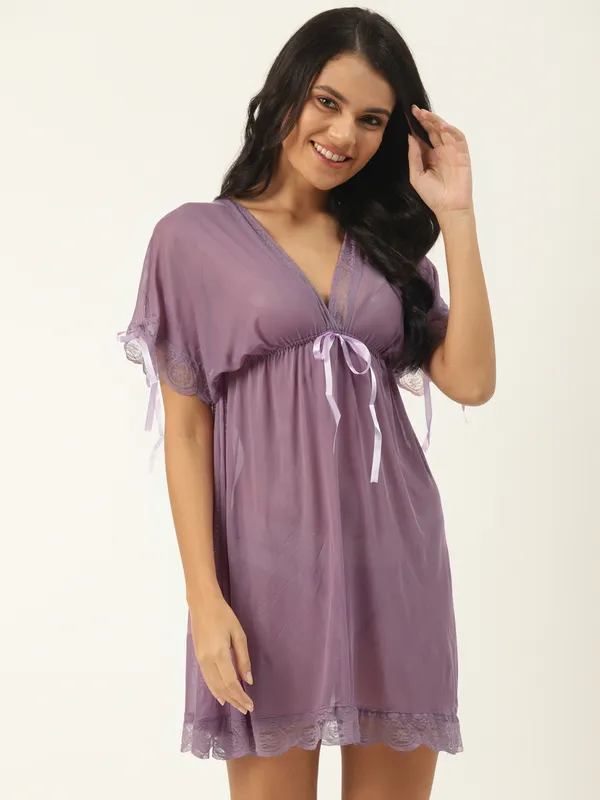 Purple_Babydoll_Lingerie/Nighty_With_Thong_Panty