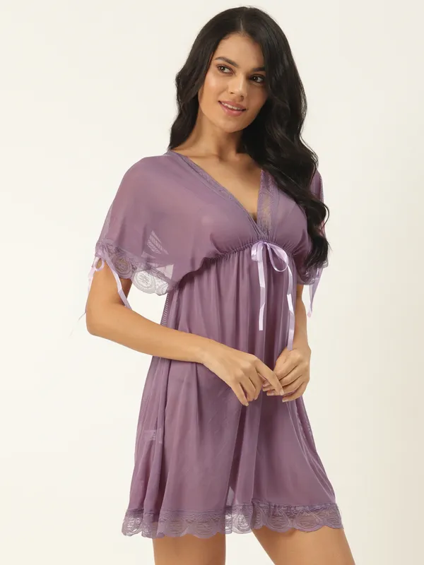 Purple_Babydoll_Lingerie/Nighty_With_Thong_Panty