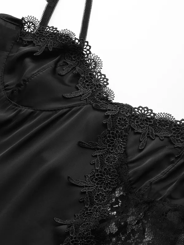 Black_Babydoll_Lingerie/Nighty_With_Lace_Fabric_And_Thong_Panty