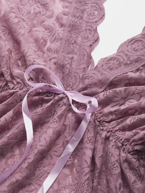 Purple_Lace_Floral_Babydoll_Lingerie/Nighty_With_Thong_Panty