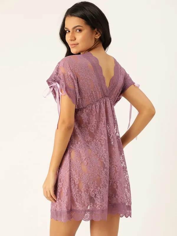 Purple_Lace_Floral_Babydoll_Lingerie/Nighty_With_Thong_Panty