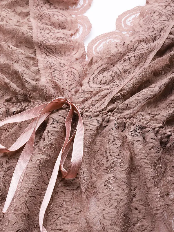 Brown_Lace_Floral_Babydoll_Lingerie/Nighty_With_Thong_Panty