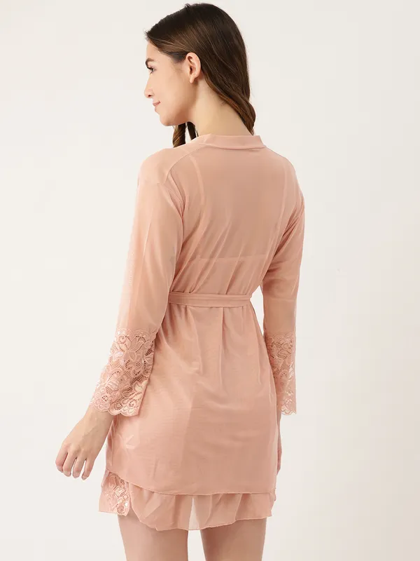Peach_Solid_Satin_Finish_Babydoll_With_Robe_&_Thong