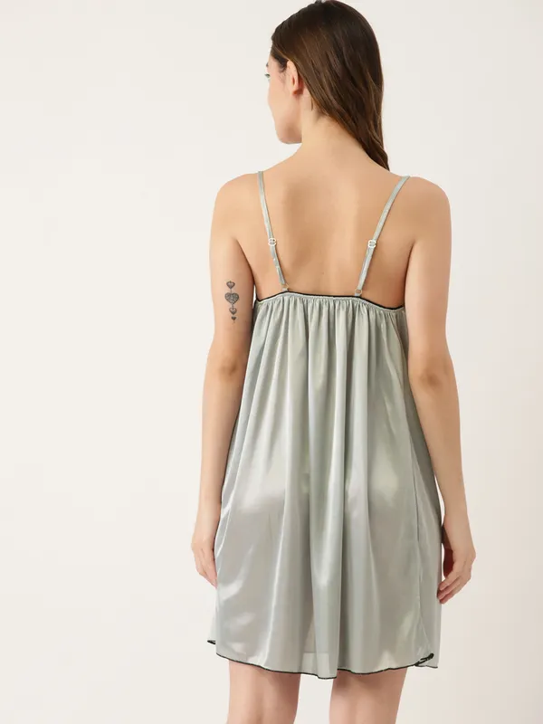 Grey_Satin_Nightwear/_Nighty_With_Lace_For_Women