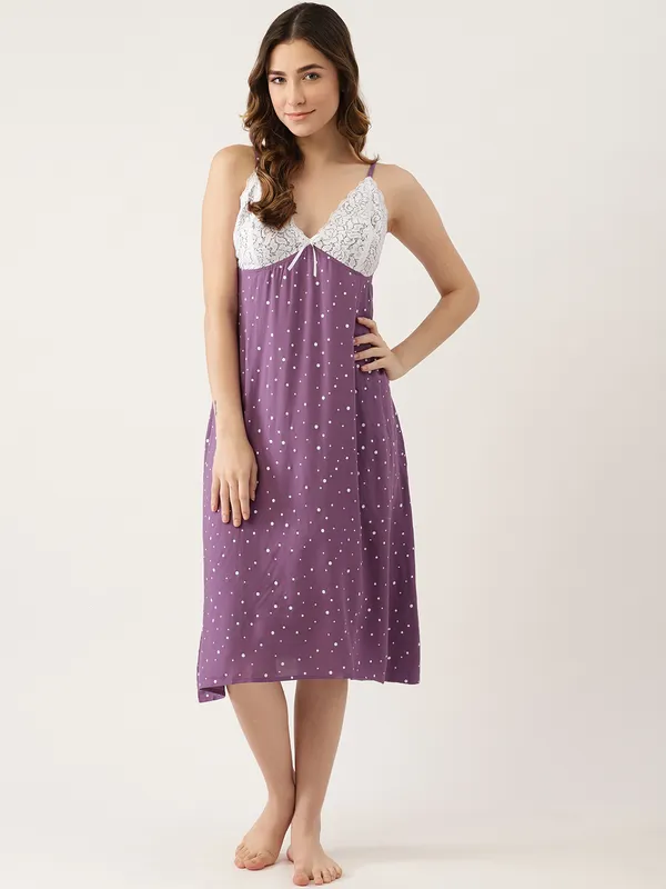 Purple_Polka_Dot_Printed_Nightwear/_Nighty_For_Women