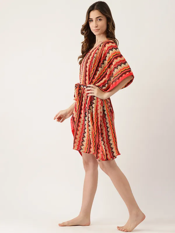 Red_Printed_Kaftan_Nighty/_Nightwear_For_Women