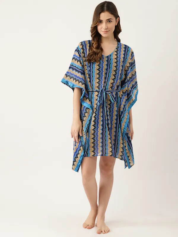 Blue_Printed_Kaftan_Nighty/_Nightwear_For_Women