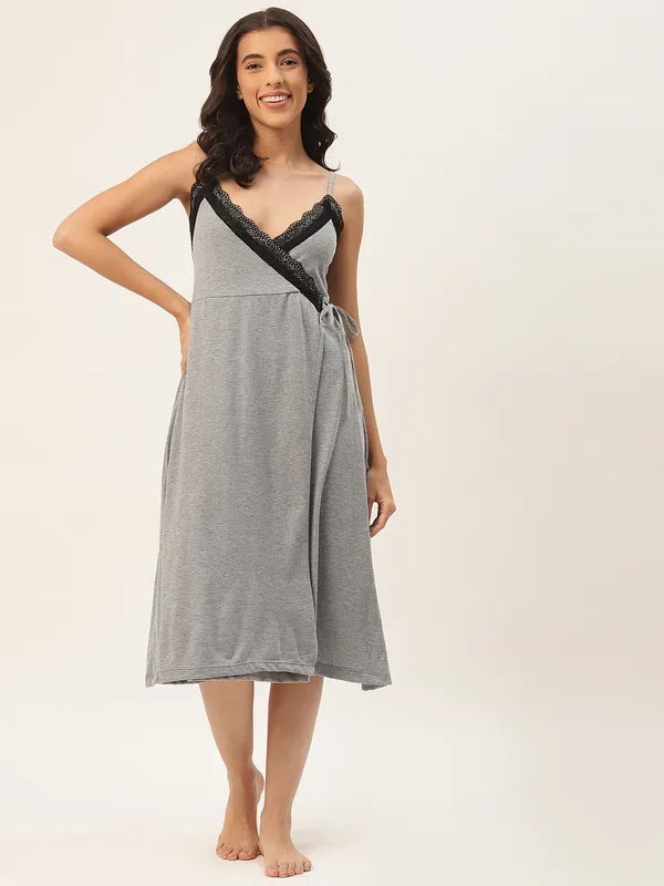Grey_Solid_Finish_Nightwear/_Nighty_With_Modal_Fabric_And_Lace_For_Women
