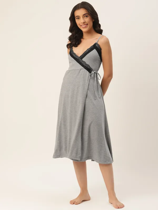 Grey_Solid_Finish_Nightwear/_Nighty_With_Modal_Fabric_And_Lace_For_Women