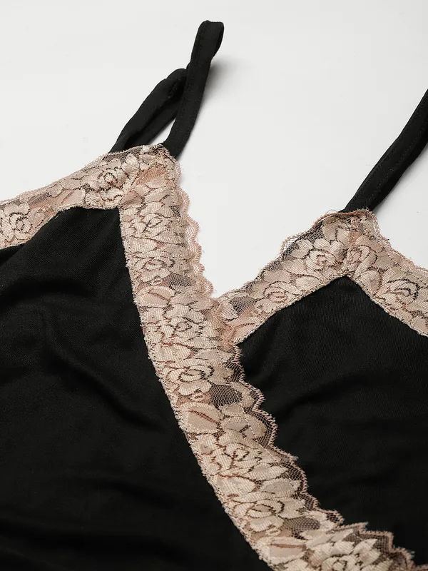 Black_Solid_Finish_Nightwear/_Nighty_With_Modal_Fabric_And_Lace_For_Women