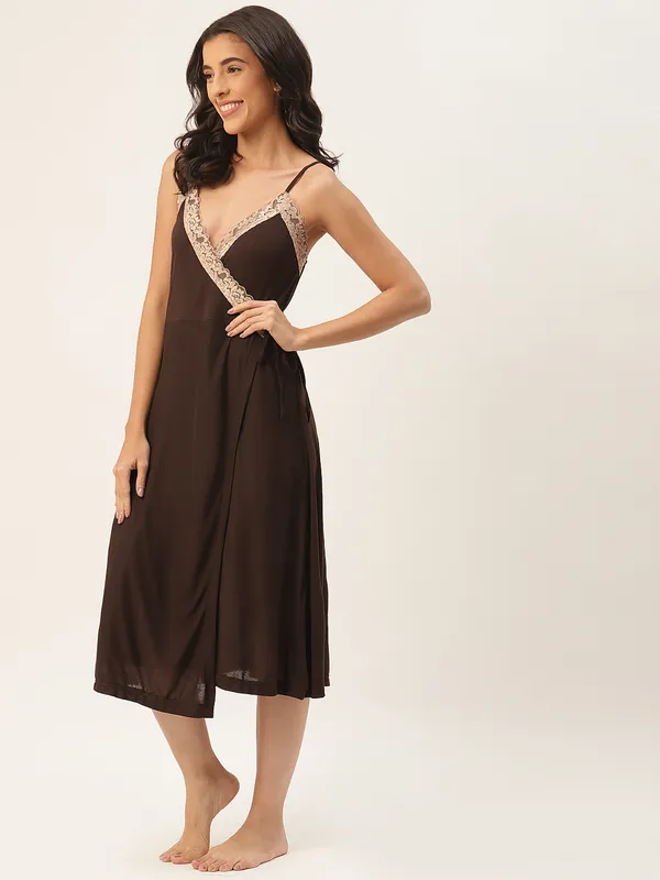 Dark_Brown_Solid_Finish_Nightwear/_Nighty_With_Modal_Fabric_And_Lace_For_Women