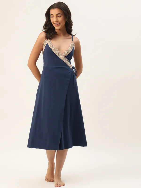 Blue_Solid_Finish_Nightwear/_Nighty_With_Cotton_Fabric_And_Lace_For_Women