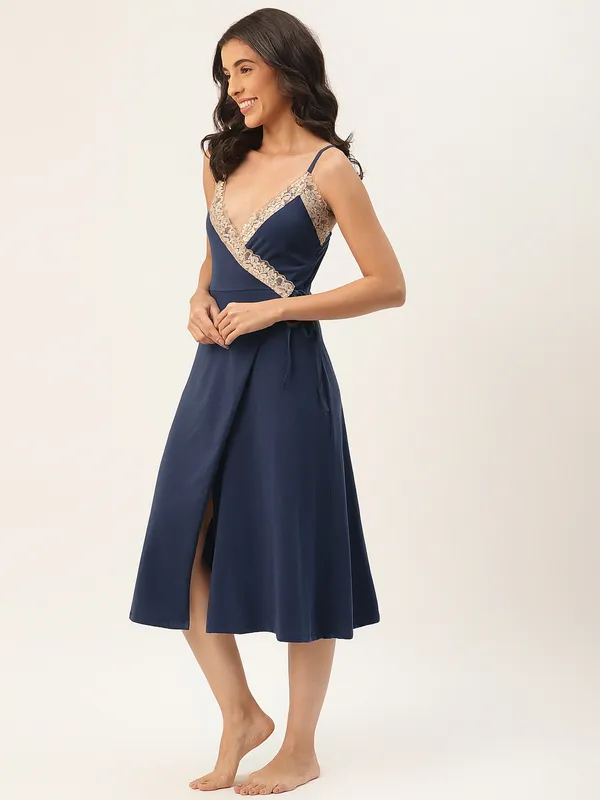 Blue_Solid_Finish_Nightwear/_Nighty_With_Cotton_Fabric_And_Lace_For_Women