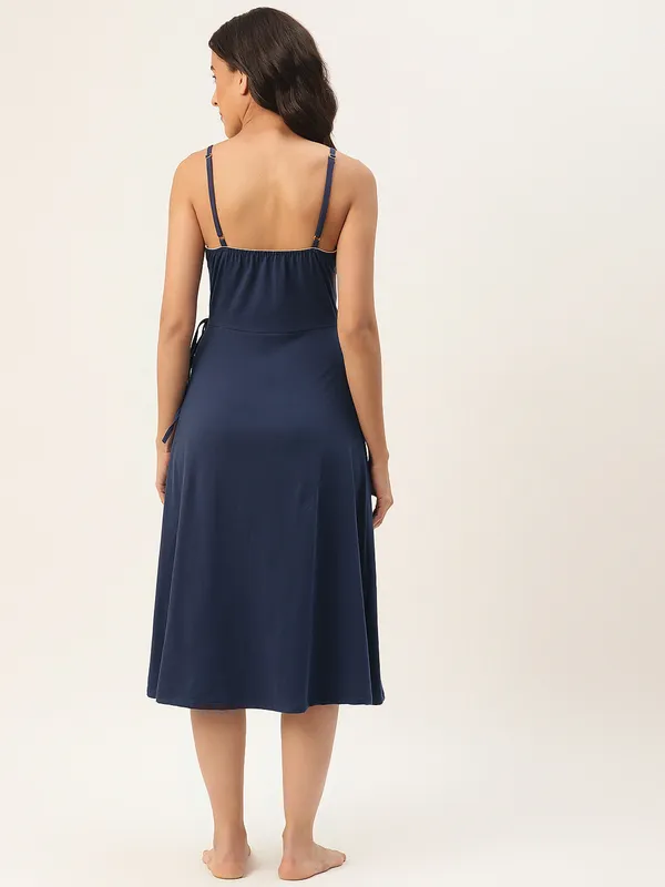 Blue_Solid_Finish_Nightwear/_Nighty_With_Cotton_Fabric_And_Lace_For_Women