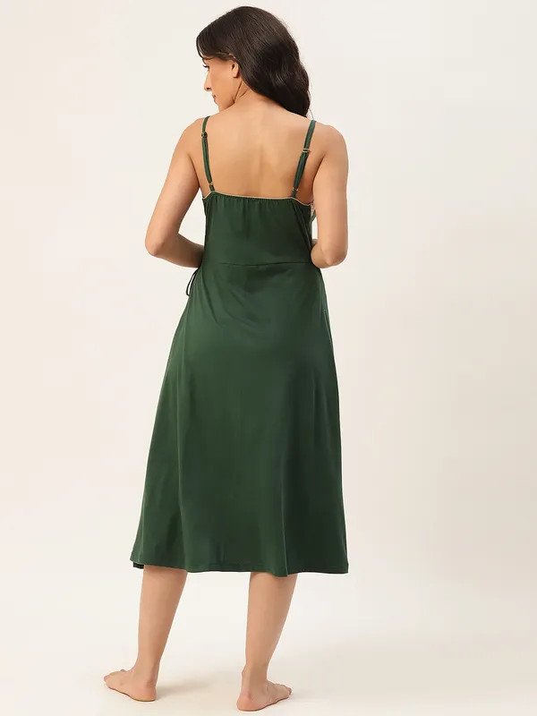 Green_Solid_Finish_Nightwear/_Nighty_With_Cotton_Fabric_And_Lace_For_Women