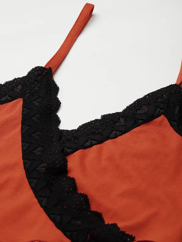 Orange_Solid_Finish_Nightwear/_Nighty_With_Cotton_Fabric_And_Lace_For_Women