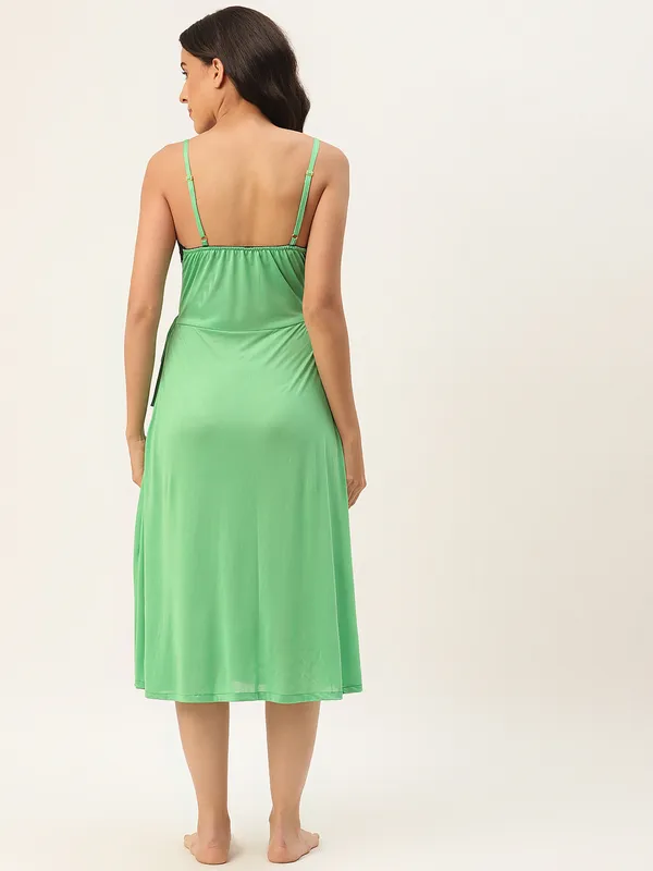 Parrot_Green_Solid_Finish_Nightwear/_Nighty_With_Cotton_Fabric_And_Lace_For_Women