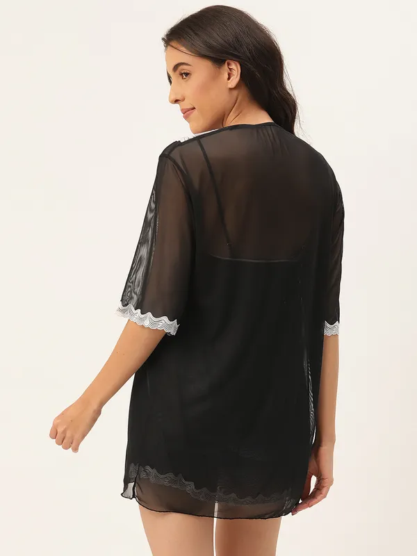 Black_Solid_Finish_Babydoll_Lingerie/Nighty_With_Robe_&_Matching_Thong