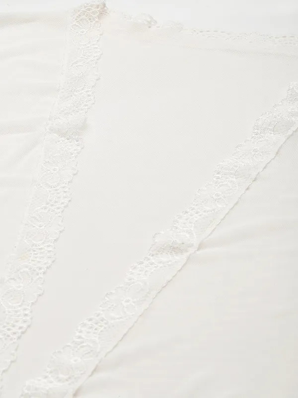 White_Solid_Finish_Babydoll_Lingerie/Nighty_With_Robe_&_Matching_Thong